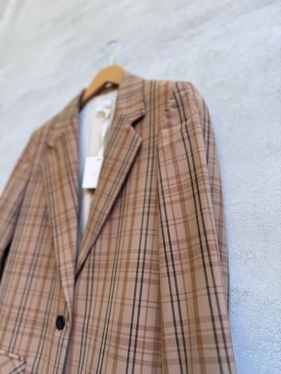 Tela Tartan Blazer Cammello